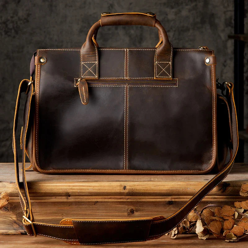 Trendha Men's Personality Leather Postman Handbag - A premium full-grain leather bag with a timeless British design, perfect for the modern gentleman