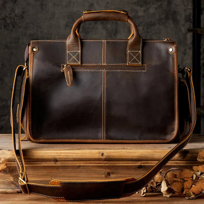 Trendha Men's Personality Leather Postman Handbag - A premium full-grain leather bag with a timeless British design, perfect for the modern gentleman