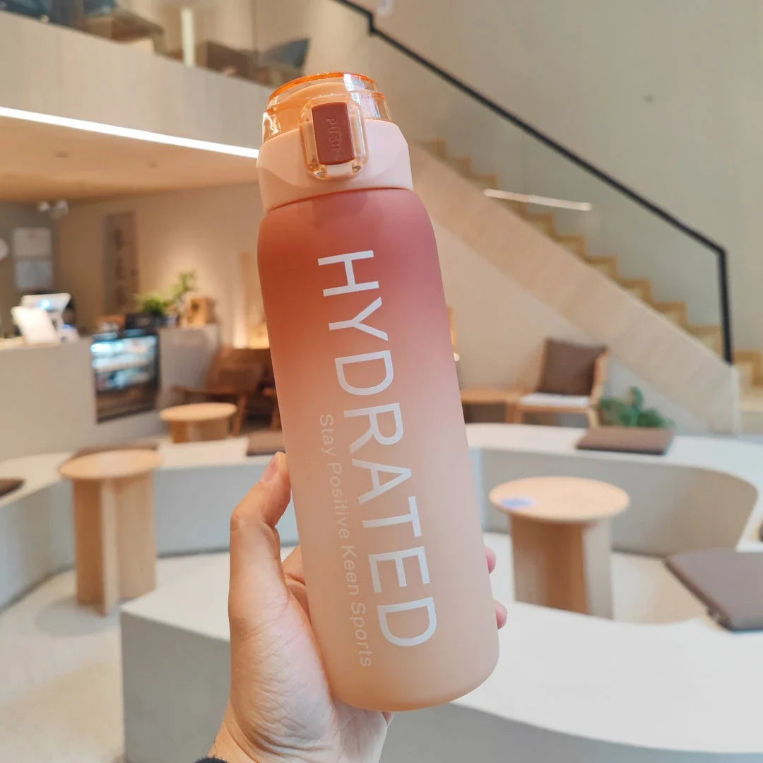 Trendha Large Capacity Gradient Frosted Water Bottle in Yellow - Stylish and Durable Hydration Solution