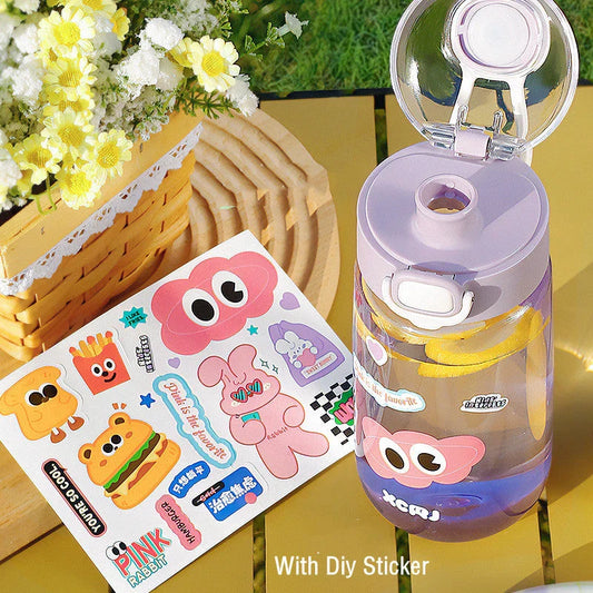 Stylish 700ml plastic water bottle with DIY stickers for personalization, suitable for various beverages and on-the-go use