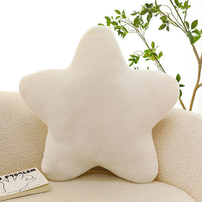 Cosy Star Throw Pillow - Soft, plush pentagon-shaped cushion in yellow, white, and pink colours for home décor and comfort