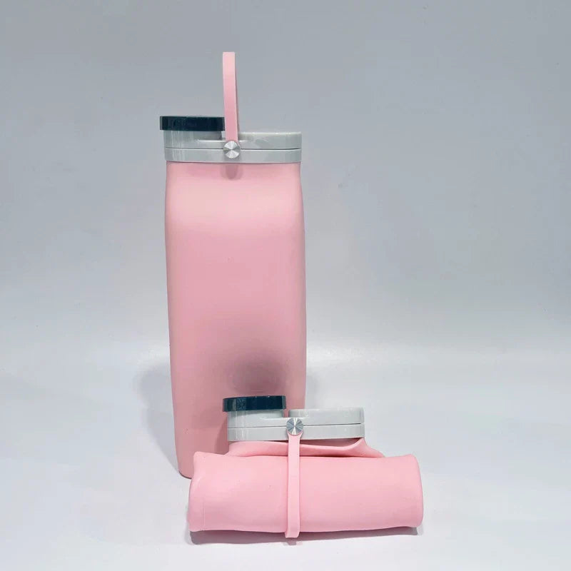 Compact and stylish folding cup made of soft silicone, available in various colours, perfect for on-the-go refreshment