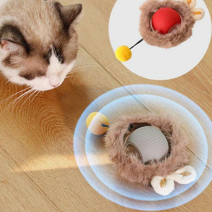 An interactive cat toy with a rechargeable rolling ball and a soft, snake-like tail, designed to keep your feline friend entertained and active.