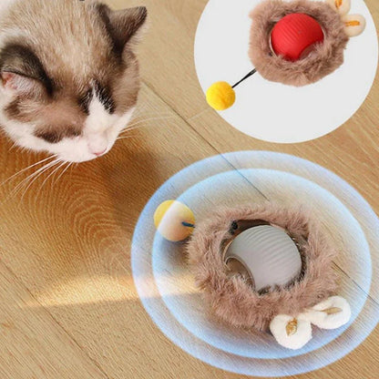 An interactive cat toy with a rechargeable rolling ball and a soft, snake-like tail, designed to keep your feline friend entertained and active.
