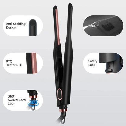 Compact Hair Straightener for Short Hair and Beards - Sleek, Precise Styling Tool with Ceramic Tourmaline Plates