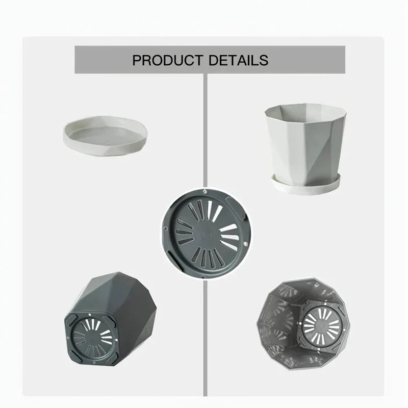 Nordic-style resin flower pot in grey, featuring a minimalist design and suitable for indoor use in UK homes and offices