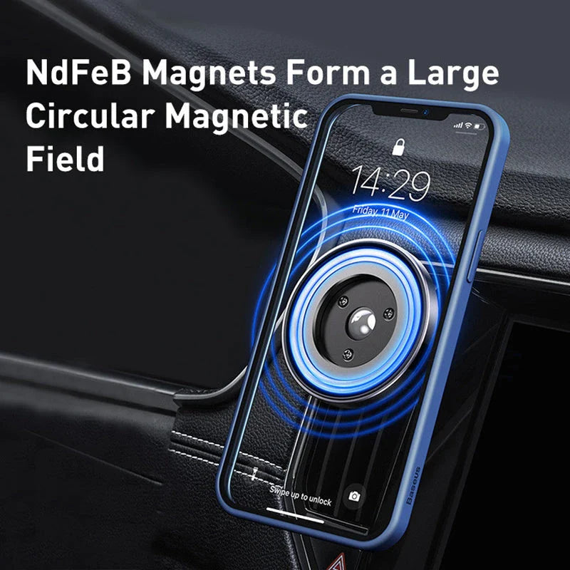 Premium magnetic car phone holder for iPhone 13, 14, and 15 Pro with secure attachment and elegant design