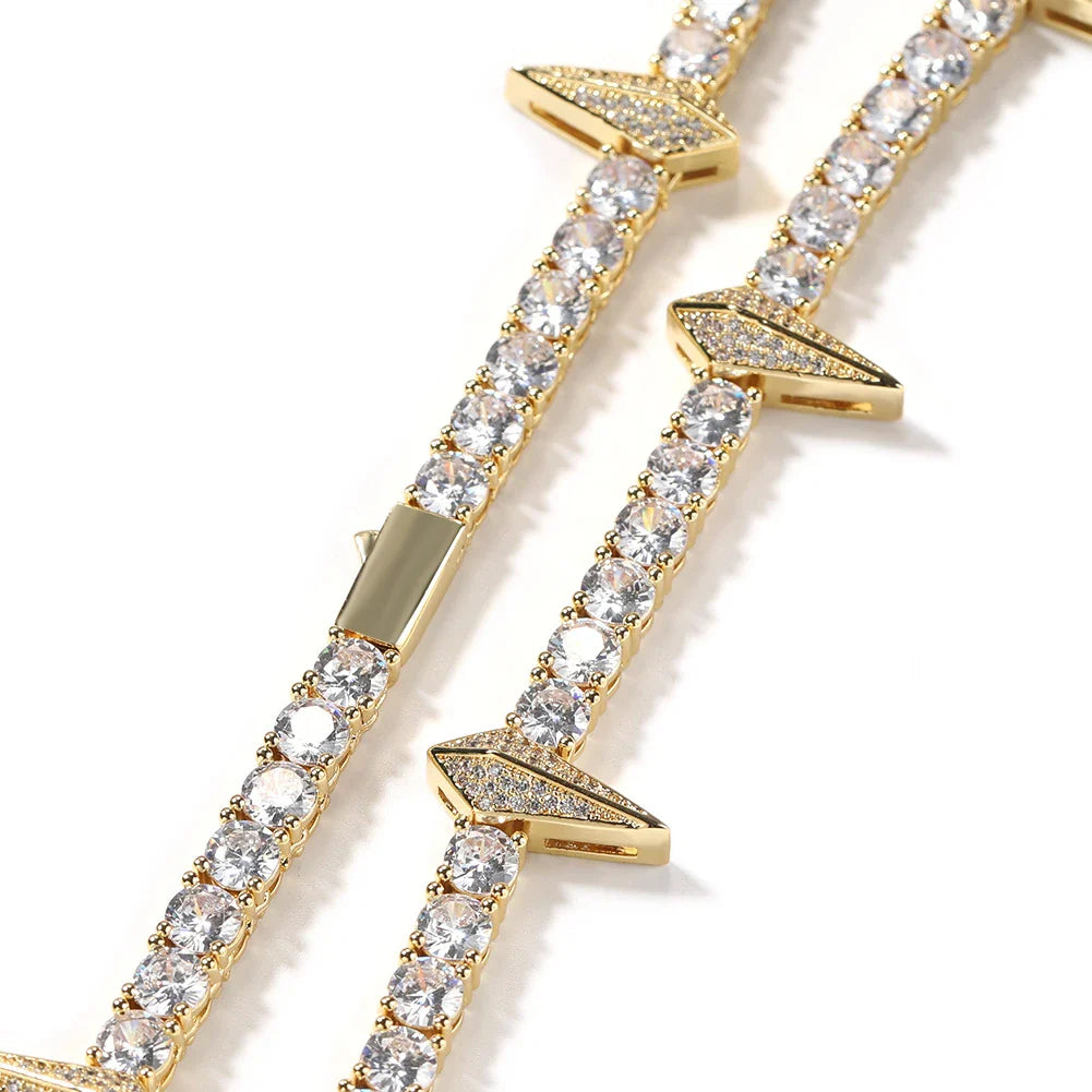 Premium men's copper necklace with zircon stones in a geometric design, available in various lengths and colours