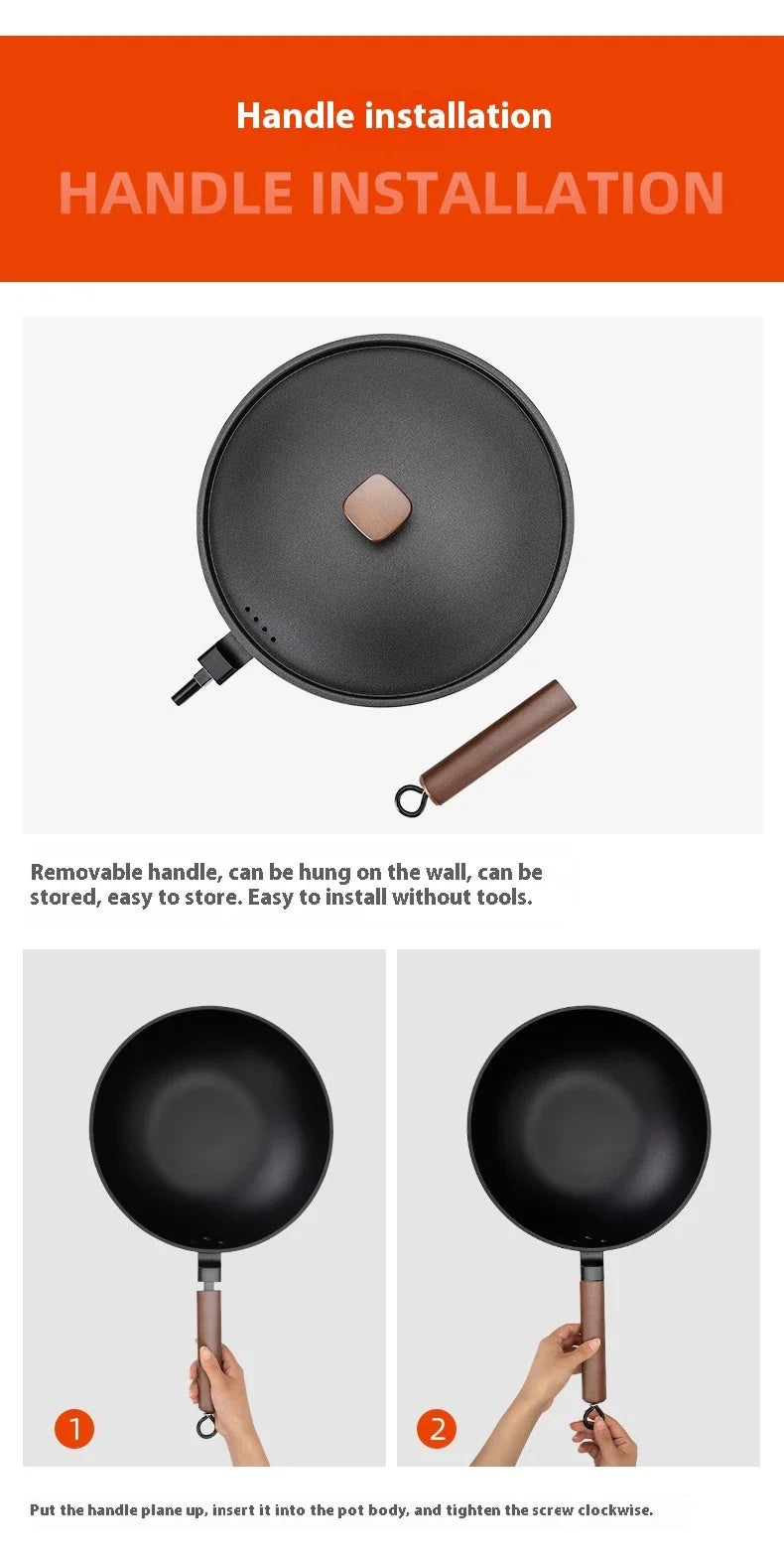 Premium quality refined iron wok with sleek, modern design for versatile cooking tasks