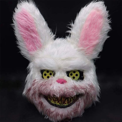 Terrifying Rabbit Mask: Bloody Plush Horror Costume Accessory for Halloween Parties and Events