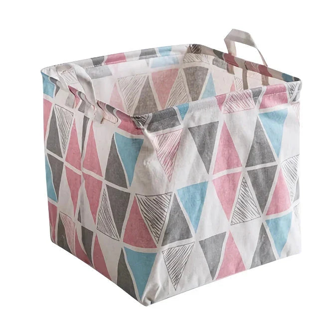 Eco-Friendly Folding Laundry Storage Basket with a stylish geometric pattern
