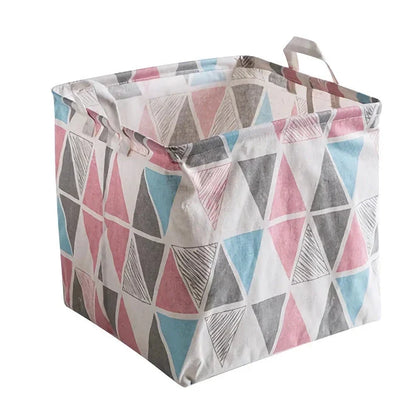 Eco-Friendly Folding Laundry Storage Basket with a stylish geometric pattern