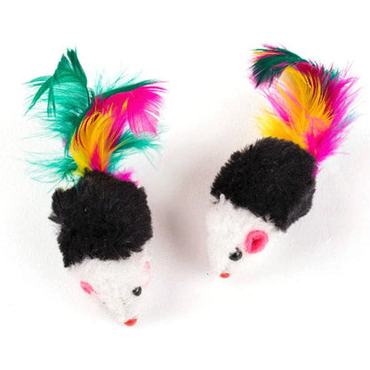 A set of ten charming and colourful mini mouse plush toys for cats to play with and engage their natural hunting instincts.
