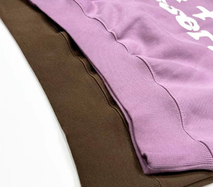 Trendha Two-Tone Hooded Sweatshirt with Star Print in Purple