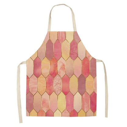 Geometric printed kitchen apron in a stylish design for discerning home chefs in the UK