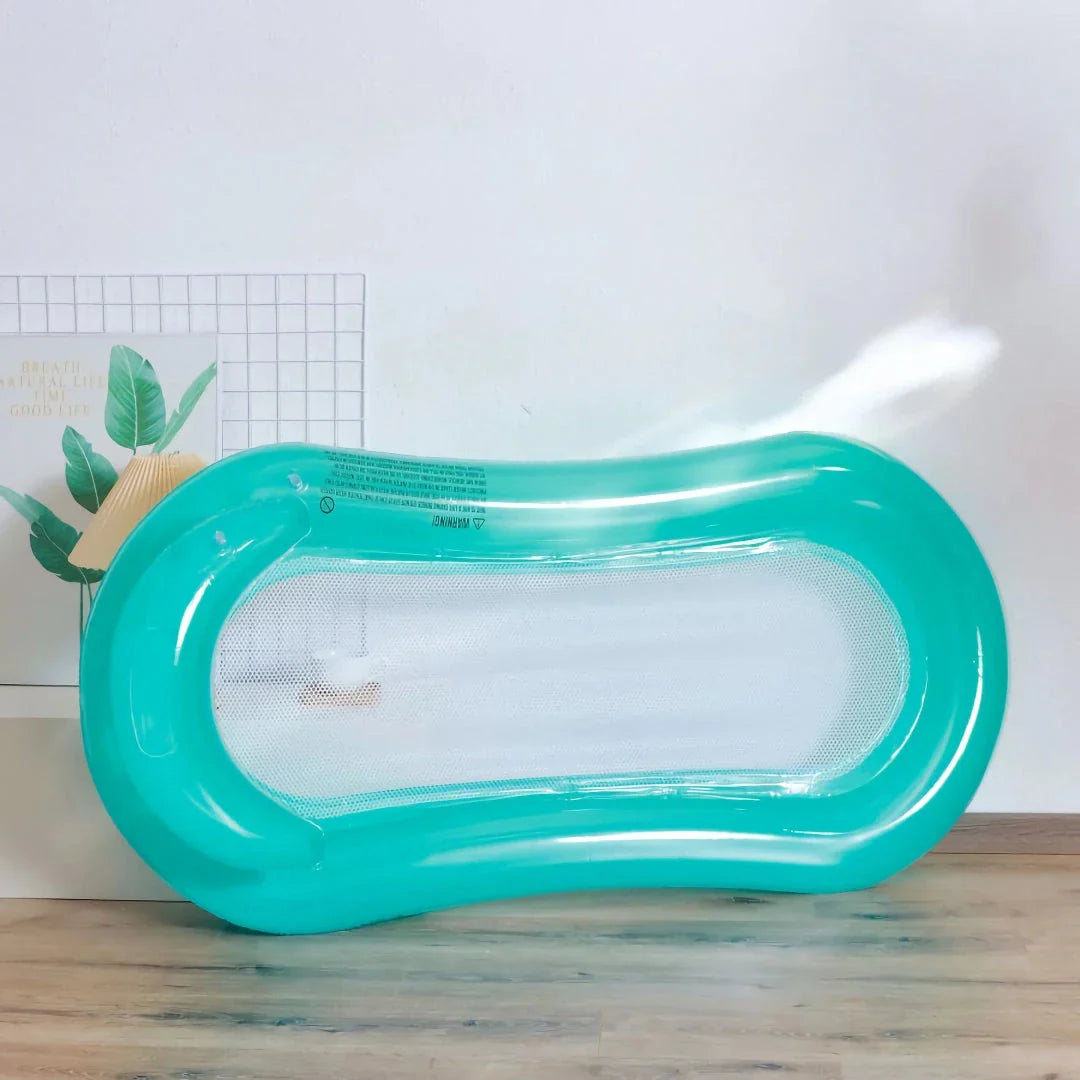 Premium inflatable water lounger with supportive backrest, perfect for relaxing in the pool or at the beach