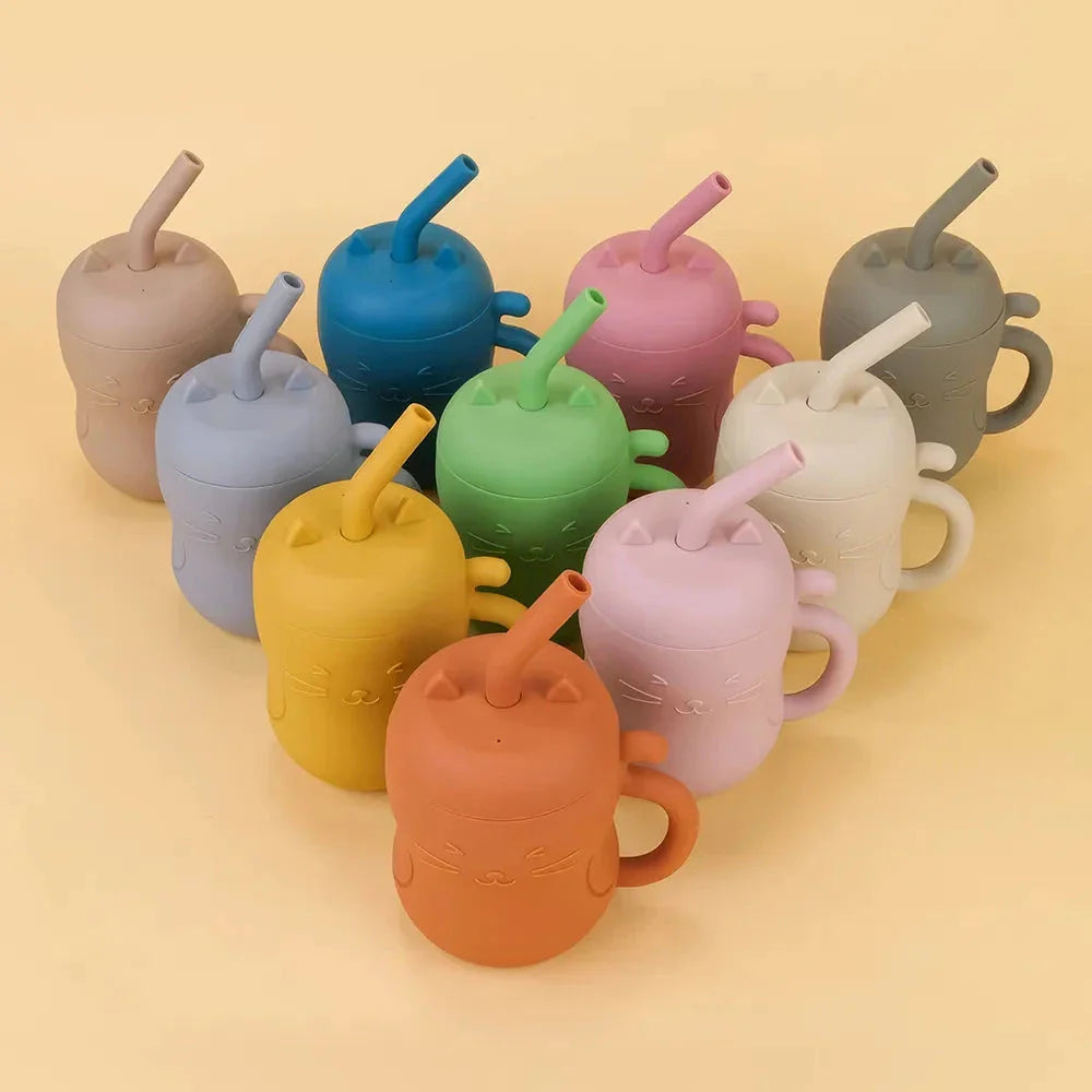 Premium leak-proof baby sippy cup with soft silicone straw and portable snack storage