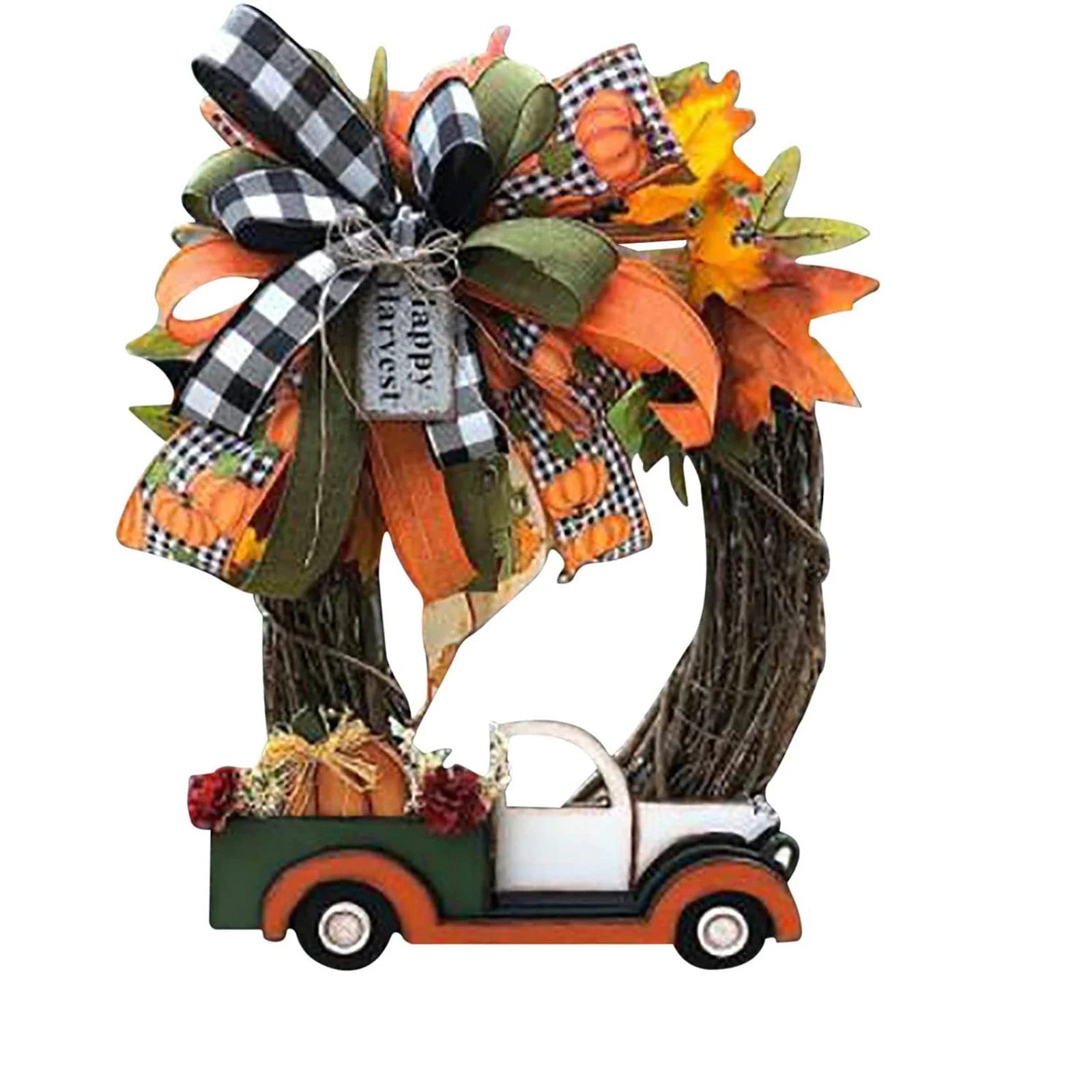 Vibrant orange Christmas wreath with a 35cm diameter, designed to add festive charm to your front door
