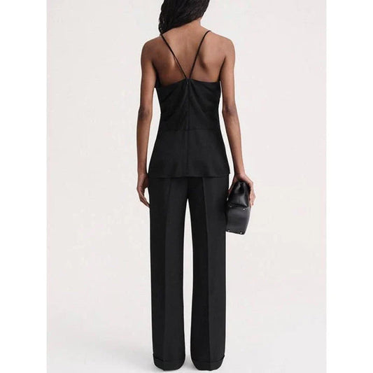 Chic Summer V-Neck Backless Cami Top in Beige for Women