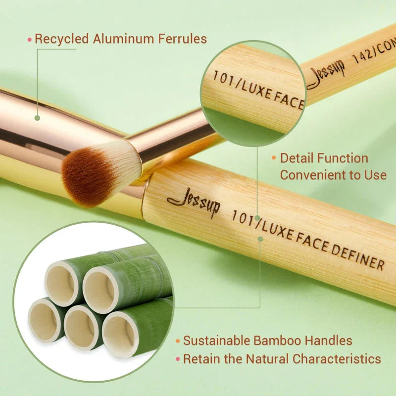 A 25-piece set of high-quality bamboo makeup brushes with soft synthetic bristles for flawless makeup application