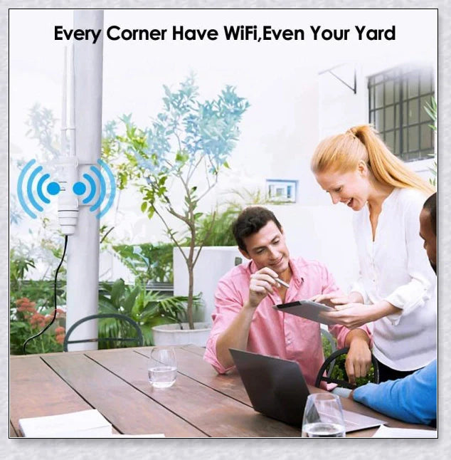 Rugged outdoor Wi-Fi extender with weatherproof housing and omnidirectional antennas for reliable wireless connectivity
