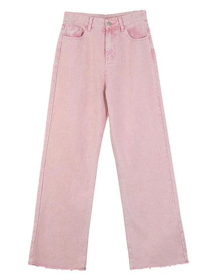 Premium cotton denim high-waist wide-leg trousers in a flattering, figure-hugging silhouette
