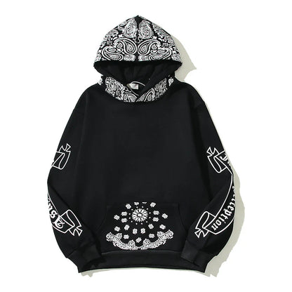 A cosy, fleece-lined hoodie with a classic paisley pattern, a relaxed fit, and practical side pockets for easy style and comfort.