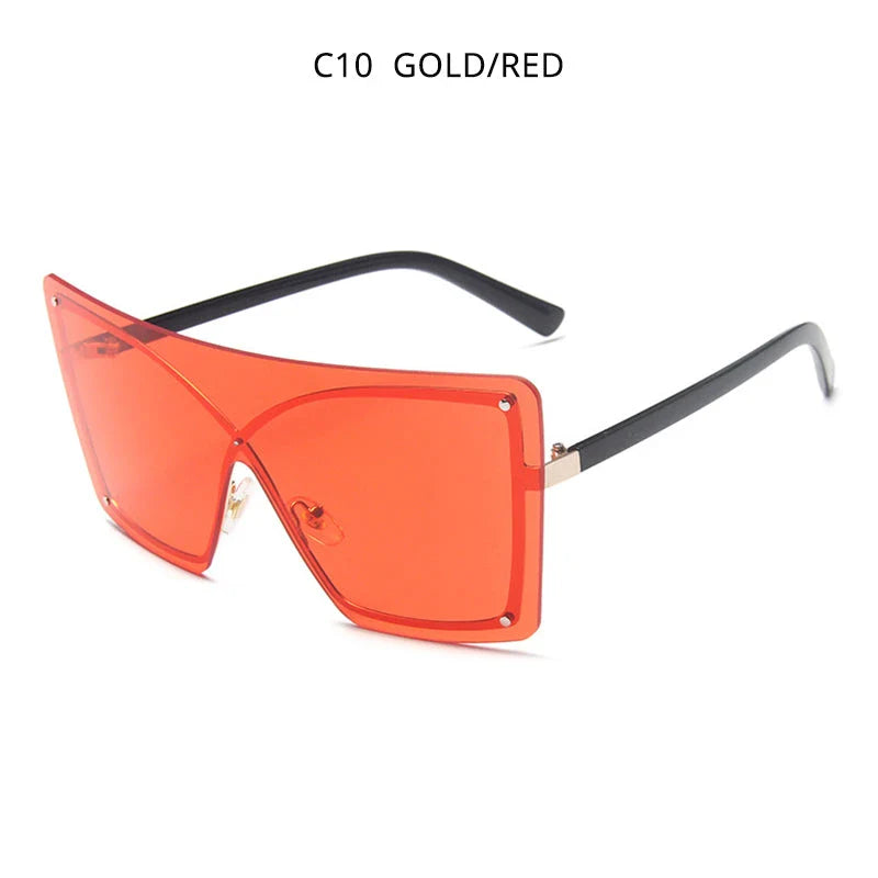 Fashionable oversized flat top sunglasses with gradient lenses and a sleek, rimless plastic frame