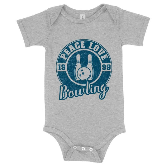 Comfy bowling-themed onesie for newborn babies, featuring a flexible fit and convenient design