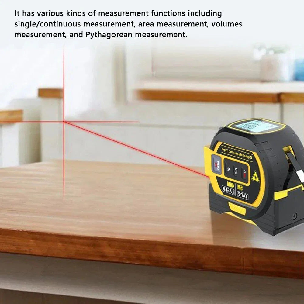 Premium Laser Distance Meter with 5m Tape Measure and Cross-Marking Functionality