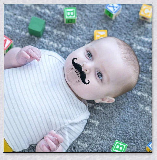 Adorable mustache-themed pacifier made with safe, premium materials for newborns in the UK