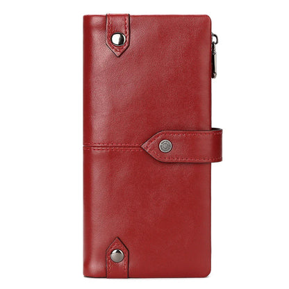 Premium British leather wallet in red, black, and brown colours with a minimalist, sophisticated design