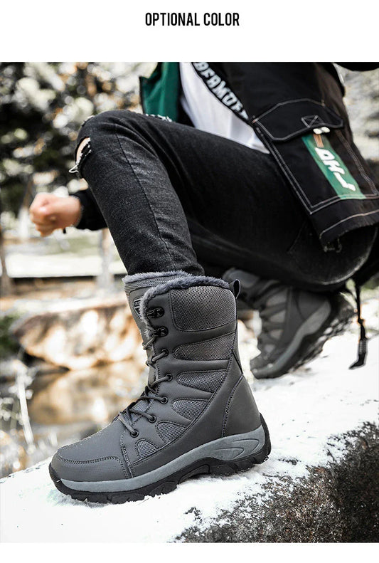 Rugged and insulated winter boots designed for the adventurous British man, featuring a durable, water-resistant outer shell and a flexible, supportive design.