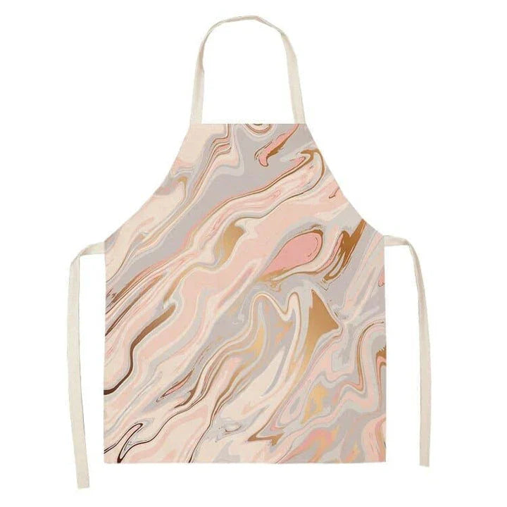 Geometric printed kitchen apron in a stylish design for discerning home chefs in the UK