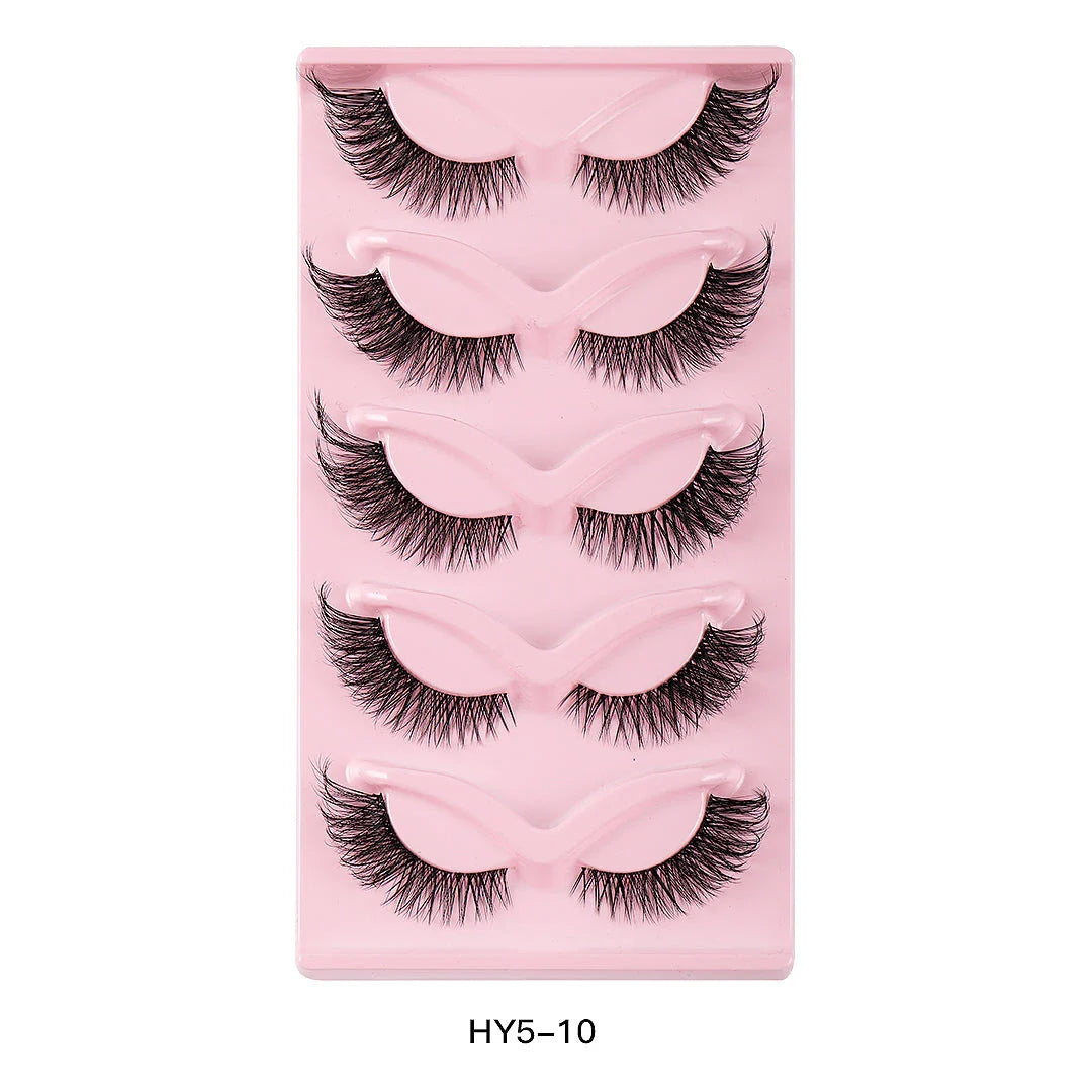 Pair of 3D cat eye and fox eye false eyelashes made from high-quality synthetic fibres for a natural, voluminous look