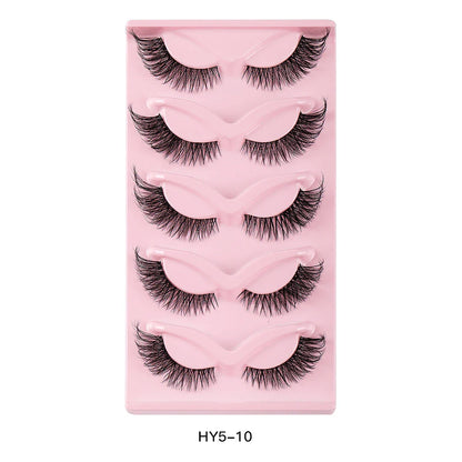 Pair of 3D cat eye and fox eye false eyelashes made from high-quality synthetic fibres for a natural, voluminous look