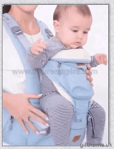 Ergonomic front-facing baby carrier with padded waist strap, lumbar support, and versatile wearing options for comfortable, secure travel with your little one.