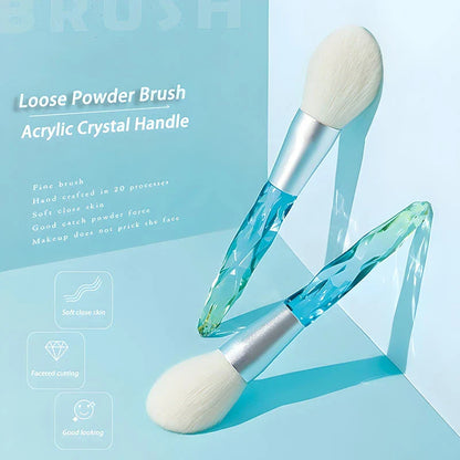 Exquisite Crystal Handle Powder Makeup Brush with Prism Design and Soft Wool Fibers for Flawless Makeup Application