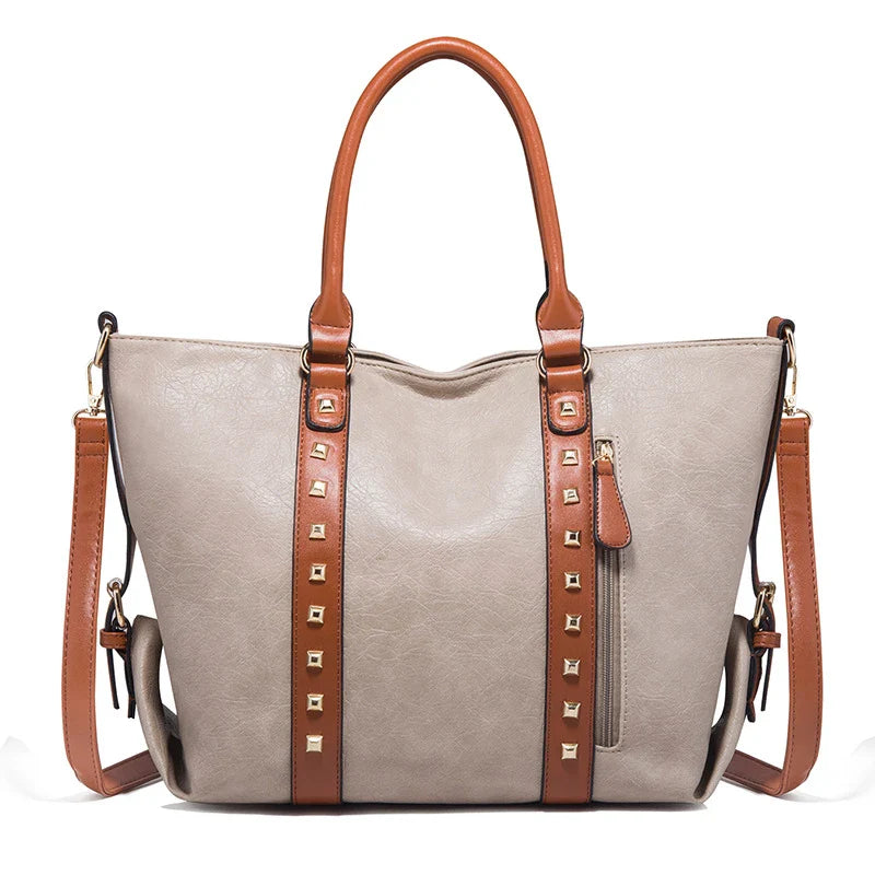 Premium leather shoulder bag in various colours, featuring a spacious yet sleek design for the modern British woman
