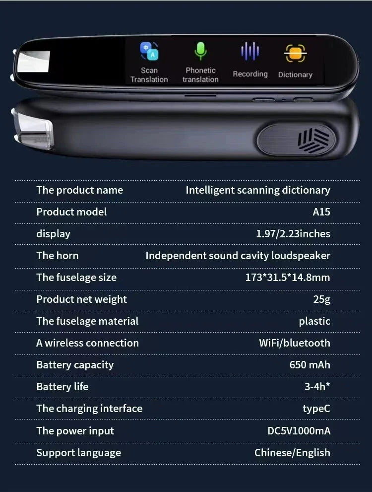 Premium Multilingual Translation Pen with advanced language translation capabilities for global travellers