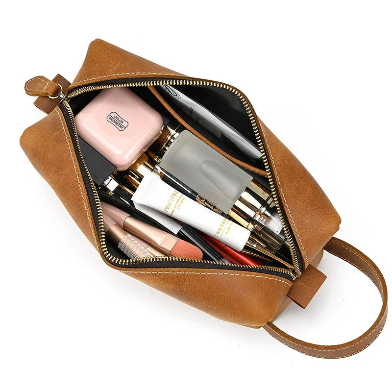 Premium leather clutch bag with multiple interior pockets, designed for the sophisticated British gentleman