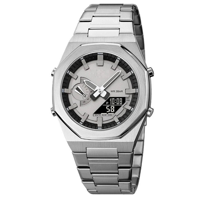 Premium multifunctional sports watch with sleek design, waterproof construction, and practical features like dual time, date, and alarm clock