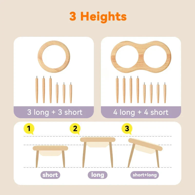 Elevated cat and small dog ceramic feeding set with adjustable wooden stand