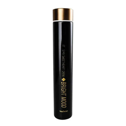 Elegant and slim stainless steel travel thermos in gold colour, with a straight cup design for comfortable one-handed use