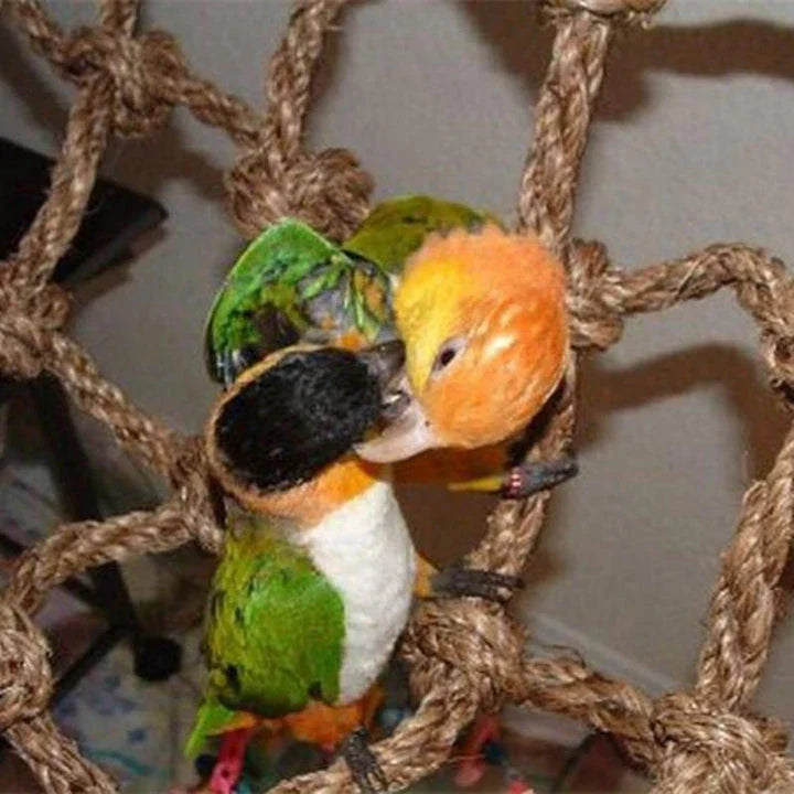 Premium linen climbing net toy designed for British bird owners to encourage natural climbing and physical activity