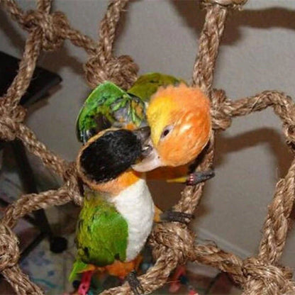Premium linen climbing net toy designed for British bird owners to encourage natural climbing and physical activity