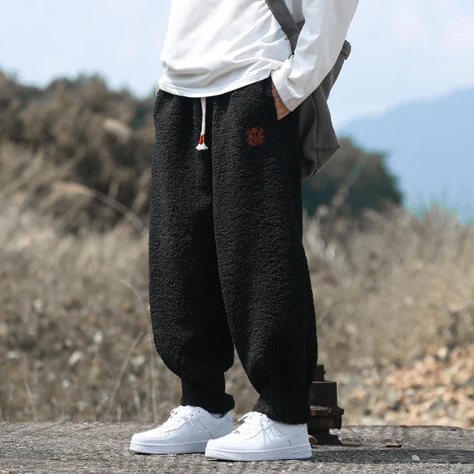 Men's Retro Style Loose Casual Trousers in a variety of colours, including milky white, brown, and black