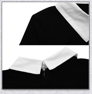 Elegant long-sleeved Peter Pan collar dress in multiple colours, perfect for Halloween or casual wear