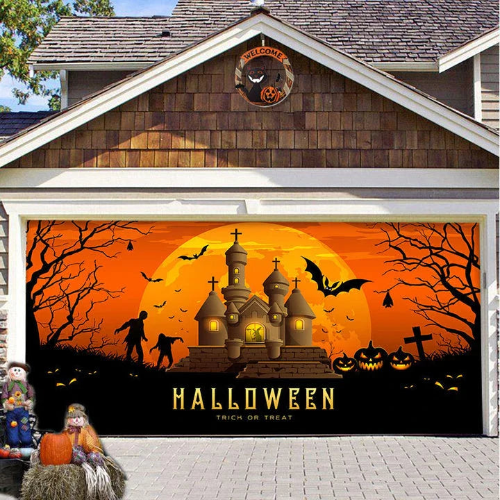 Decorative hanging cloth fabric with geometric abstraction pattern for Halloween party backdrop