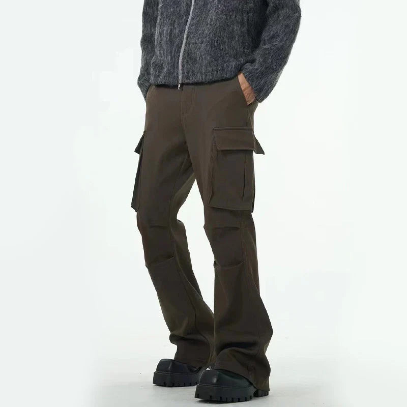 Premium British-made retro-style overalls with multiple pockets in a brown colour